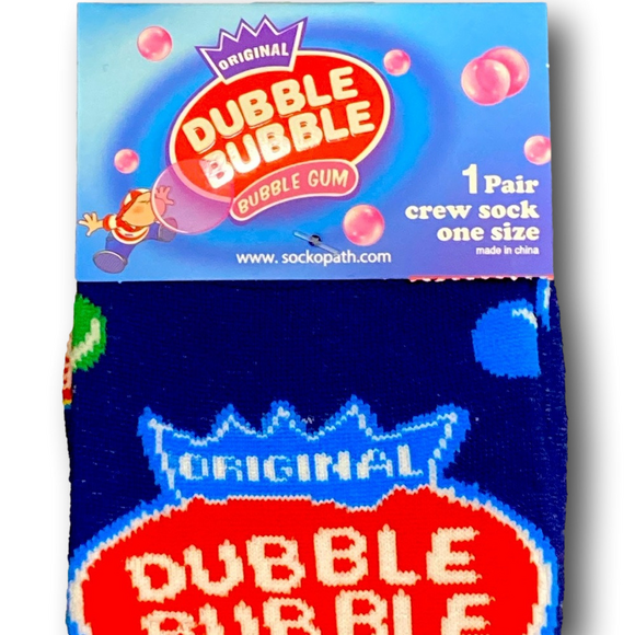 3/$20 Double Bubble Bubble Gum Retro Candy Funny Novelty Crew Socks - NWT - Picture 2 of 3